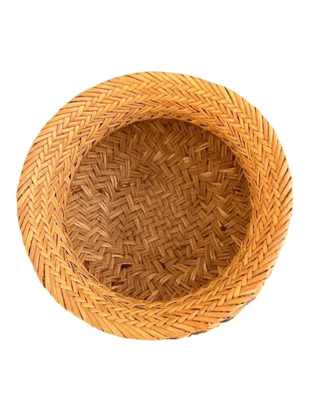Vintage Tarahumara Double Weave Pedestal Basket Flared Rim Geometric Folk Art 4